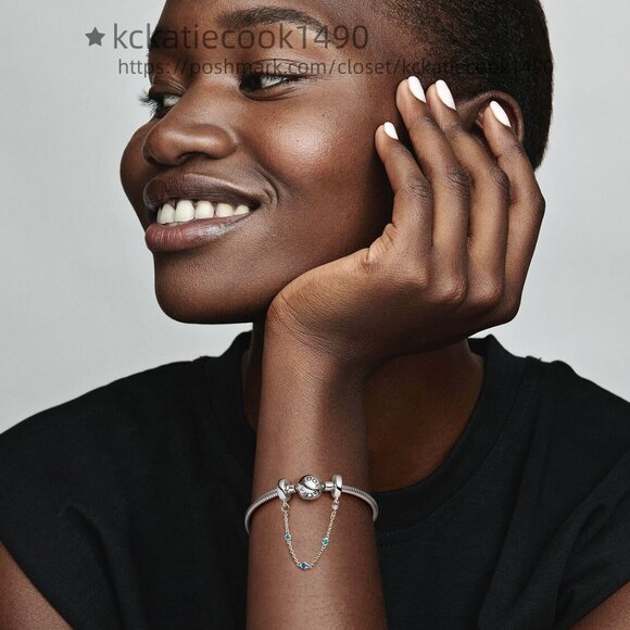 Pandora Triple Blue Stone Safety Chain - Picture 5 of 5